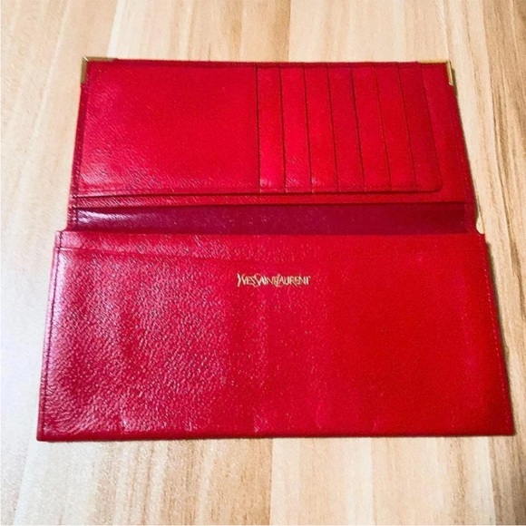 Yves Saint Laurent Red Wallet with Gold Accents - Picture 5 of 7